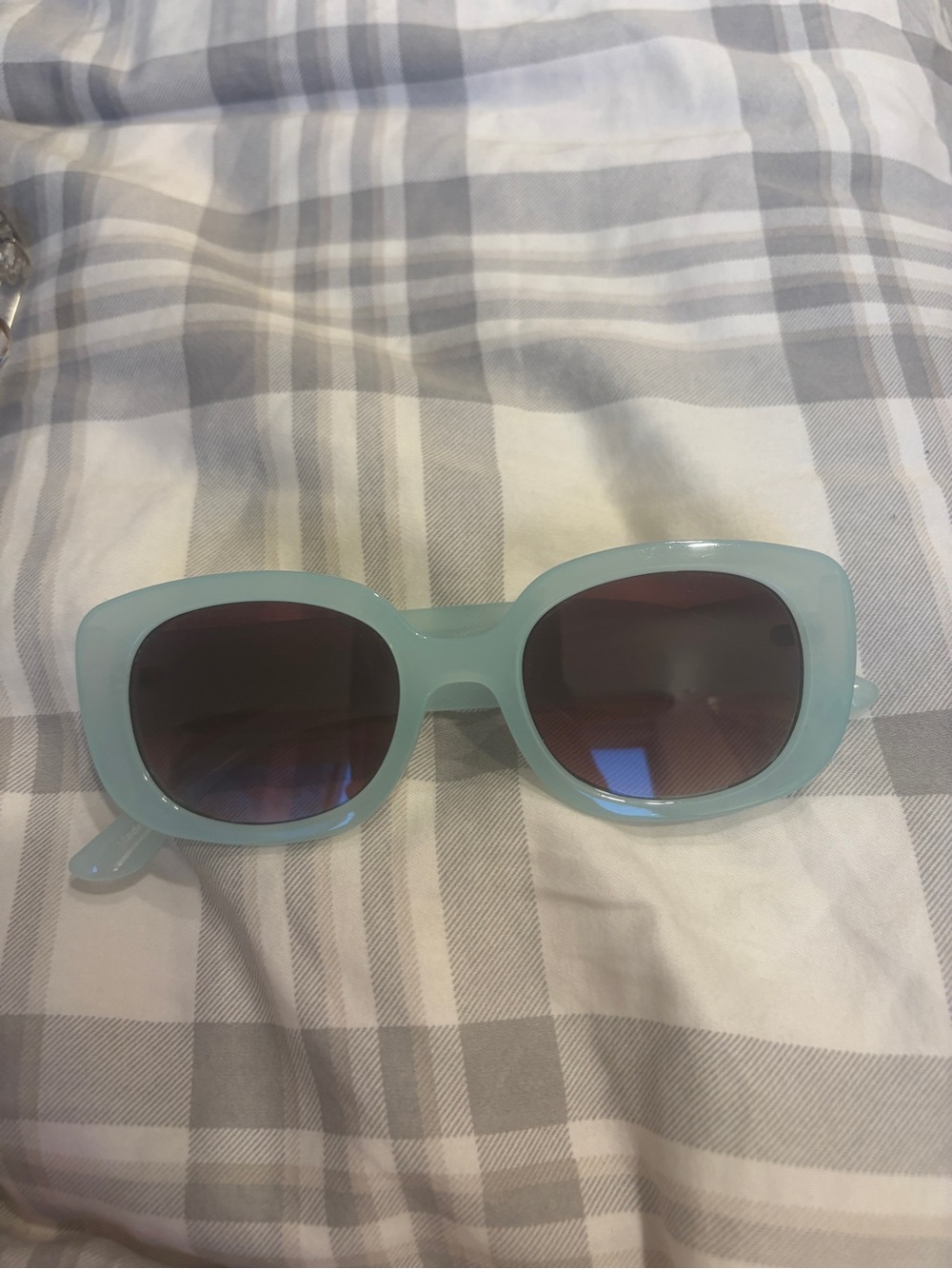 Retro Thick-Frame Light Blue Sunglasses